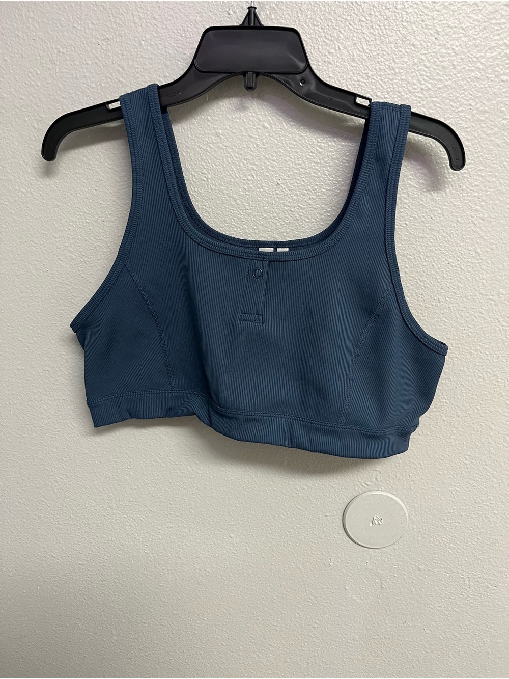 Zella Ribbed Henley Crop Tank in Slate Blue